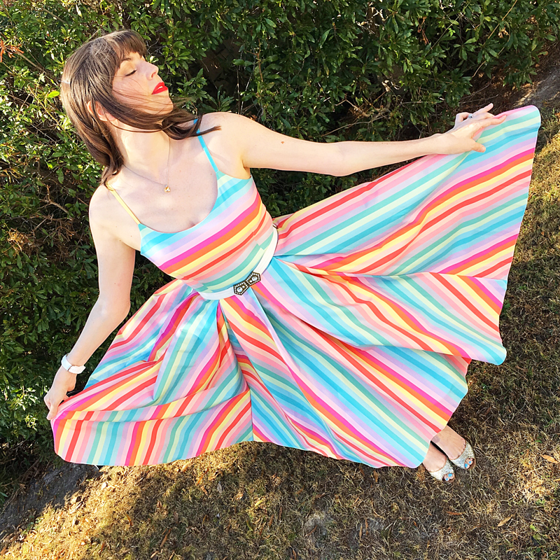candy stripe midi dress